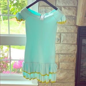 bebe NWT Mary Lou Ruffle Dress Small Seafoam